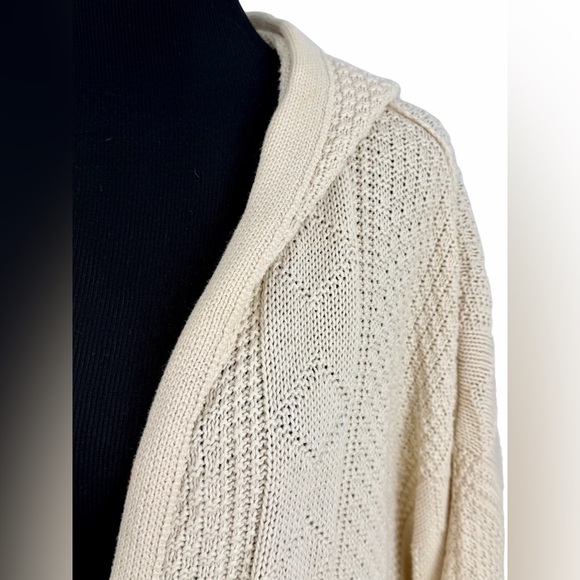 Free People Cream Cable Knit Hooded Cardigan | Cottagecore Coastal Grandma Boho - Picture 5 of 16